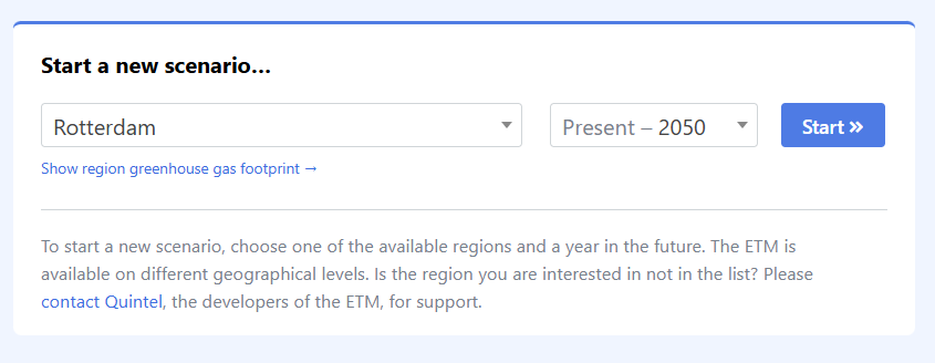Start a new Rotterdam scenario in the ETM